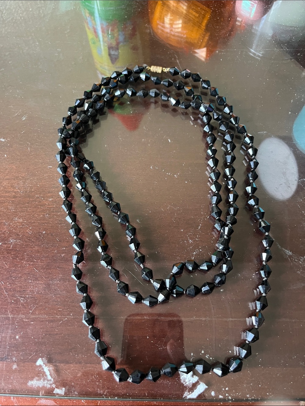Classic Black Faceted Bead Necklace